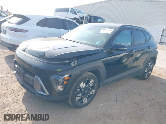 2025 Hyundai Kona SEL with VIN KM8HB3AB9SU223742, listed as a IAAI auction lot 42046520 with 9,907 mi miles. Bid and sale history available at carsss.com. Image 2.
