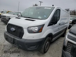 2023 Ford Transit Cargo with VIN 1FTBR1Y88PKA97221, listed as a Copart auction lot 43410475 with 34,927 mi miles and Salvage Title. Bid and sale history available at carsss.com. Image 1.