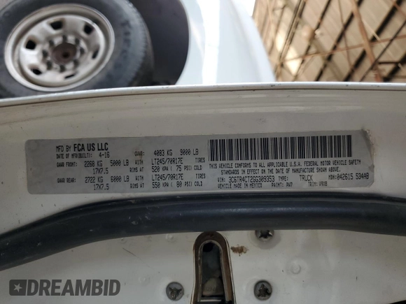 2016 Ram 2500 Tradesman with VIN 3C6TR4CT2GG309353, listed as a Copart auction lot 66579515 with 178,999 mi miles and Clean title. Bid and sale history available at DreamBid. Image 11.