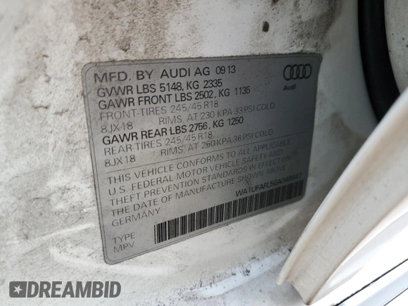 2014 Audi allroad Premium Plus with VIN WA1UFAFL5EA048841, listed as a Copart auction lot 65614064 with 223,264 mi miles and Clean Title. Bid and sale history available at carsss.com. Image 13.