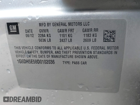 2013 Cadillac CTS Luxury with VIN 1G6DH5E58D0102036, listed as a IAAI auction lot 42270393 with 133,203 mi miles and . Bid and sale history available at DreamBid. Image 9.