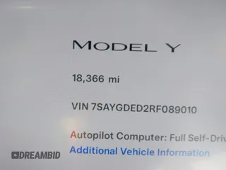 2024 Tesla Model Y with VIN 7SAYGDED2RF089010, listed as a IAAI auction lot 41630222 with 18,366 mi miles and . Bid and sale history available at carsss.com. Image 15.