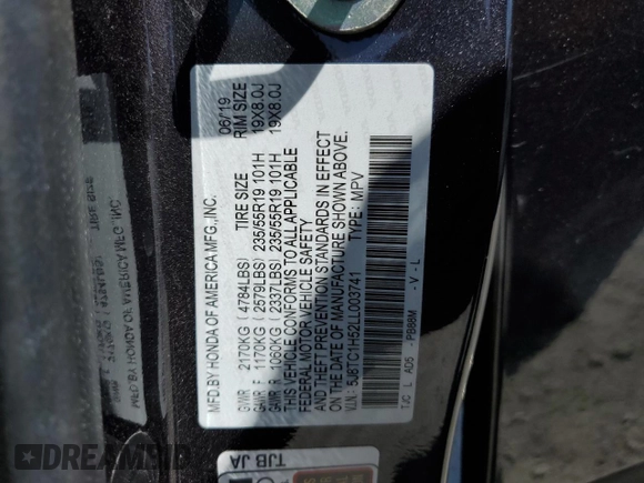 2020 Acura RDX w/Technology Pkg with VIN 5J8TC1H52LL003741, listed as a Copart auction lot 47876493 with 50,998 mi miles. Bid and sale history available at carsss.com. Image 15.