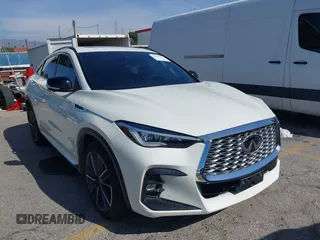 2023 Infiniti QX55 Essential with VIN 3PCAJ5KR5PF106742, listed as a IAAI auction lot 41599422 with 28,517 mi miles and . Bid and sale history available at DreamBid. Image 1.