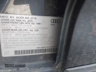 2018 Audi A4 allroad Premium Plus with VIN WA18NAF49JA232526, listed as a IAAI auction lot 41737332 with 98,441 mi miles. Bid and sale history available at carsss.com. Image 9.