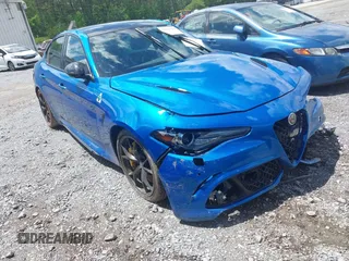 2021 Alfa Romeo Giulia Quadrifoglio with VIN ZARFAMEV1M7648209, listed as a IAAI auction lot 42241740 with 48,850 mi miles and . Bid and sale history available at DreamBid. Image 1.