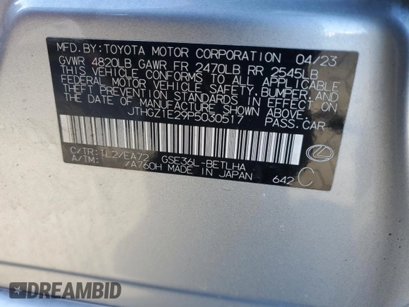 2023 Lexus IS with VIN JTHGZ1E29P5030517, listed as a Copart auction lot 45531435 with 36,301 mi miles and Salvage Title. Bid and sale history available at carsss.com. Image 15.