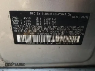 2019 Subaru Legacy with VIN 4S3BNAB67K3040658, listed as a Copart auction lot 48987985 with 83,608 mi miles and Clean Title. Bid and sale history available at carsss.com. Image 12.