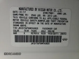 2017 Infiniti Q50 3.0t Premium with VIN JN1EV7AP5HM740825, listed as a Copart auction lot 49048605 with 112,703 mi miles and Salvage Title. Bid and sale history available at carsss.com. Image 14.