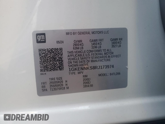 2024 GMC Acadia AWD Elevation z VIN 1GKENNKS8RJ173974, wystawiony jako Copart lot #75293634 z przebiegiem Nie podano mil oraz Nie do naprawy. Historia ofert i sprzedaży dostępna na DreamBid. Obrazek 13.