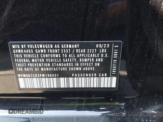 2023 Volkswagen Golf 20th Anniversary Edition z VIN WVWBB7CD3PW198431, wystawiony jako IAAI lot #41454376 z przebiegiem 10 171 mil mil oraz . Historia ofert i sprzedaży dostępna na DreamBid. Obrazek 9.