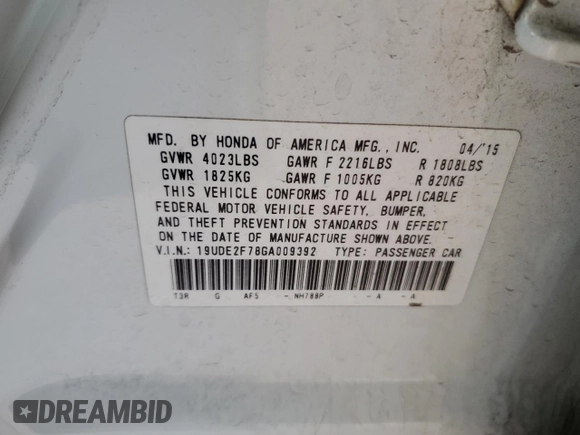2016 Acura ILX w/Premium Pkg with VIN 19UDE2F78GA009392, listed as a Copart auction lot 51277235 with 66,450 mi miles and Salvage Title. Bid and sale history available at carsss.com. Image 12.