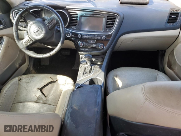 2014 Kia Optima EX with VIN KNAGN4AD3E5072990, listed as a Copart auction lot 50487245 with Not provided miles and Salvage title. Bid and sale history available at DreamBid. Image 8.