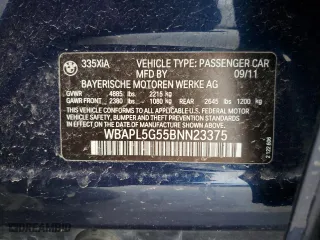 2011 BMW 3 Series 335i xDrive with VIN WBAPL5G55BNN23375, listed as a Copart auction lot 44082605 with 96,347 mi miles and Salvage Title. Bid and sale history available at carsss.com. Image 12.