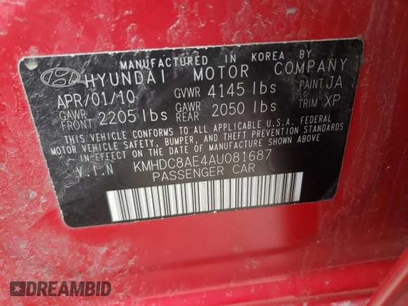 2010 Hyundai Elantra Touring SE with VIN KMHDC8AE4AU081687, listed as a Copart auction lot 52950255 with 164,033 mi miles and Salvage Title. Bid and sale history available at carsss.com. Image 14.