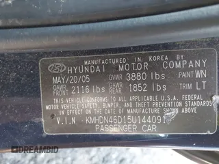 2005 Hyundai Elantra GLS с VIN KMHDN46D15U144091, выставлен на аукционе IAAI как лот 42460609 с пробегом 178 523 миль миль и . История ставок и продаж доступна на DreamBid. Изображение 9.