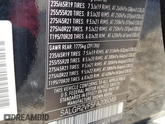 2015 Land Rover Range Rover with VIN SALGR2VF5FA206049, listed as a Copart auction lot 43665035 with 0 mi miles and Clean Title. Bid and sale history available at carsss.com. Image 13.