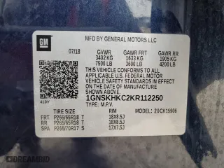 2019 Chevrolet Suburban LT with VIN 1GNSKHKC2KR112250, listed as a Copart auction lot 51528945 with 0 mi miles and Salvage Title. Bid and sale history available at carsss.com. Image 13.
