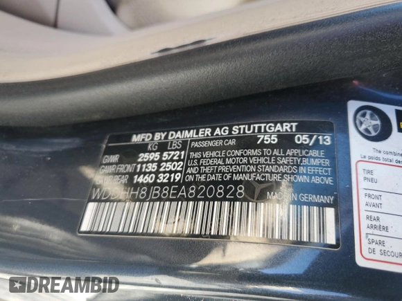 2014 Mercedes-Benz E 350 Luxury with VIN WDDHH8JB8EA820828, listed as a Copart auction lot 48151645 with 188,032 mi miles and Salvage Title. Bid and sale history available at DreamBid. Image 14.
