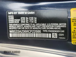 2024 BMW M4 Competition with VIN WBS33AZ06RCP22686, listed as a Copart auction lot 44012275 with 0 mi miles and Clean Title. Bid and sale history available at carsss.com. Image 12.