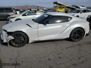 2023 Toyota GR Supra 3.0 with VIN WZ1DB0G00PW055929, listed as a Copart auction lot 76407574 with 16,889 mi miles and Salvage Title. Bid and sale history available at carsss.com. Image 1.