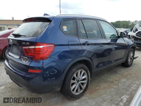 2017 BMW X3 xDrive28i with VIN 5UXWX9C59H0T14984, listed as a Copart auction lot 64771014 with 76,608 mi miles and Salvage Title. Bid and sale history available at DreamBid. Image 3.