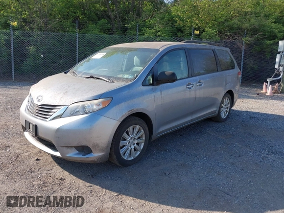 2011 Toyota Sienna LE with VIN 5TDJK3DC9BS012944, listed as a IAAI auction lot 42106998 with 108,700 mi miles. Bid and sale history available at carsss.com. Image 2.