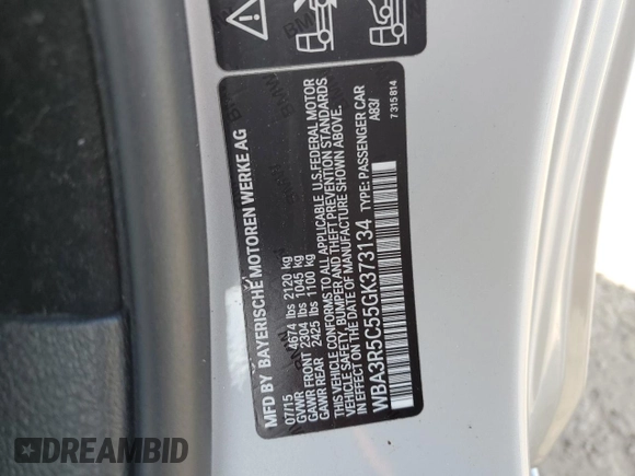 2016 BMW 4 Series 435i xDrive z VIN WBA3R5C55GK373134, wystawiony jako Copart lot #80116324 z przebiegiem 87 013 mil mil oraz Szkoda całkowita • Salvage title. Historia ofert i sprzedaży dostępna na DreamBid. Obrazek 14.