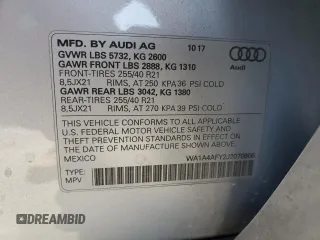 2018 Audi SQ5 Premium Plus с VIN WA1A4AFY2J2070806, выставлен на аукционе Copart как лот 57590675 с пробегом 62 087 миль миль и Списание • Salvage title. История ставок и продаж доступна на DreamBid. Изображение 14.
