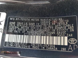 2013 Toyota Corolla L with VIN 2T1BU4EE3DC115390, listed as a IAAI auction lot 41966370 with 117,367 mi miles. Bid and sale history available at carsss.com. Image 9.