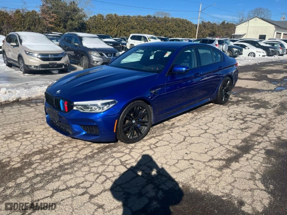 2019 BMW M5 with VIN WBSJF0C55KB447658, listed as a Copart auction lot 46327825 with 90,216 mi miles and Clean Title. Bid and sale history available at carsss.com. Image 1.