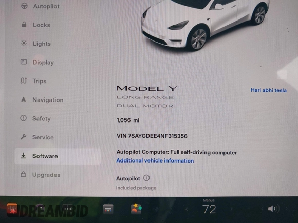 2022 Tesla Model Y Long Range z VIN 7SAYGDEE4NF315356, wystawiony jako IAAI lot #41571151 z przebiegiem 1 056 mil mil oraz . Historia ofert i sprzedaży dostępna na DreamBid. Obrazek 15.