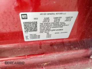 2023 Chevrolet Silverado 3500HD LT with VIN 1GC4YTEY2PF106905, listed as a Copart auction lot 58533215 with 35,091 mi miles and Salvage title. Bid and sale history available at DreamBid. Image 12.