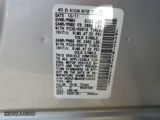 2012 Nissan Murano SL with VIN JN8AZ1MU4CW104560, listed as a Copart auction lot 51318235 with 125,928 mi miles and Salvage Title. Bid and sale history available at carsss.com. Image 16.