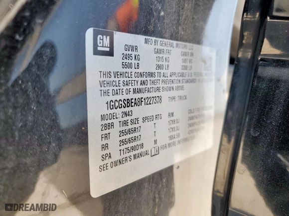 2015 Chevrolet Colorado 2WD LT with VIN 1GCGSBEA8F1227378, listed as a Copart auction lot 53431705 with 100,148 mi miles and Salvage Title. Bid and sale history available at carsss.com. Image 12.