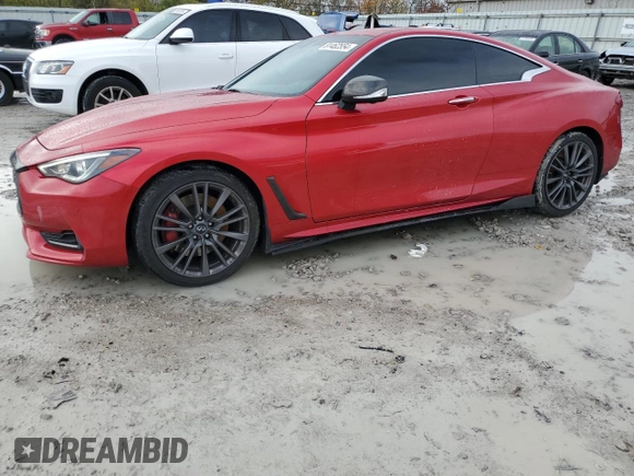 2017 Infiniti Q60 Red Sport 400 with VIN JN1FV7EL6HM701592, listed as a Copart auction lot 81462554 with 63,276 mi miles and Salvage title. Bid and sale history available at DreamBid. Image 1.