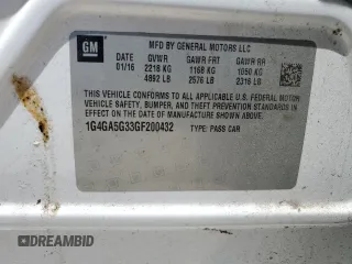 2016 Buick LaCrosse with VIN 1G4GA5G33GF200432, listed as a Copart auction lot 55570105 with 136,711 mi miles and Salvage title. Bid and sale history available at DreamBid. Image 12.