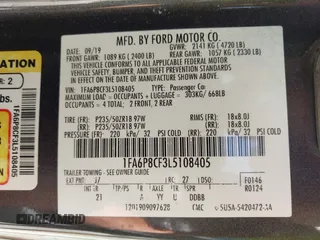2020 Ford Mustang GT with VIN 1FA6P8CF3L5108405, listed as a IAAI auction lot 42578801 with 71,937 mi miles and . Bid and sale history available at DreamBid. Image 9.