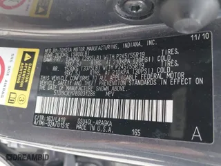 2011 Toyota Highlander Limited with VIN 5TDYK3EH7BS031288, listed as a IAAI auction lot 41807812 with 151,893 mi miles. Bid and sale history available at carsss.com. Image 9.