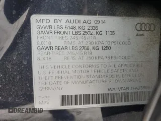 2015 Audi allroad Prestige with VIN WA1VFAFL1FA036997, listed as a Copart auction lot 47260535 with 49,648 mi miles and Salvage Title. Bid and sale history available at carsss.com. Image 13.