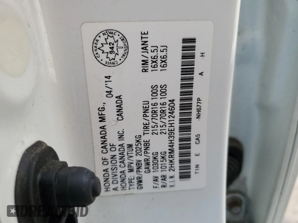 2014 Honda CR-V LX with VIN 2HKRM4H39EH124604, listed as a Copart auction lot 45336285 with 180,210 mi miles and Salvage Title. Bid and sale history available at carsss.com. Image 14.