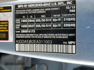 2014 Mercedes-Benz M 350 с VIN 4JGDA5JB2EA311003, выставлен на аукционе Copart как лот 65713745 с пробегом 132 817 миль миль и Чистый • Clean title. История ставок и продаж доступна на DreamBid. Изображение 14.