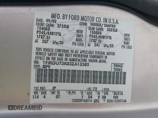 2003 Ford Explorer XLT с VIN 1FMDU73K03ZA13385, выставлен на аукционе IAAI как лот 42261683 с пробегом 101 072 миль миль и . История ставок и продаж доступна на DreamBid. Изображение 9.