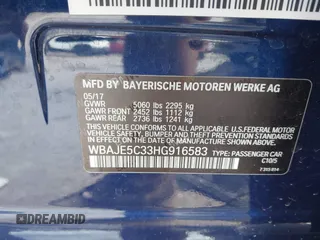 2017 BMW 5 Series 540i z VIN WBAJE5C33HG916583, wystawiony jako IAAI lot #42160663 z przebiegiem 60 441 mil mil oraz . Historia ofert i sprzedaży dostępna na DreamBid. Obrazek 9.