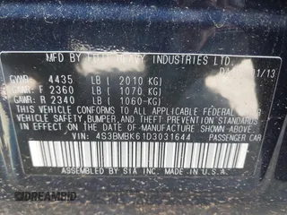 2013 Subaru Legacy Limited with VIN 4S3BMBK61D3031644, listed as a IAAI auction lot 42389595 with 91,440 mi miles and . Bid and sale history available at DreamBid. Image 9.