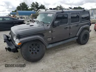 2018 Jeep Wrangler Unlimited Sahara z VIN 1C4HJXEG0JW308332, wystawiony jako Copart lot #58778355 z przebiegiem 90 384 mil mil oraz Szkoda całkowita • Salvage title. Historia ofert i sprzedaży dostępna na DreamBid. Obrazek 1.
