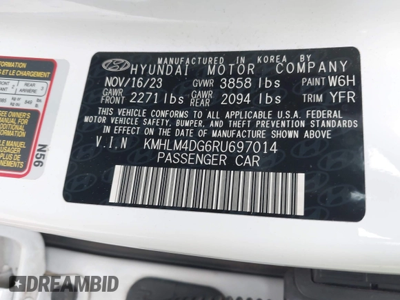 2024 Hyundai Elantra SEL z VIN KMHLM4DG6RU697014, wystawiony jako IAAI lot #42441346 z przebiegiem 28 771 mil mil oraz . Historia ofert i sprzedaży dostępna na DreamBid. Obrazek 9.