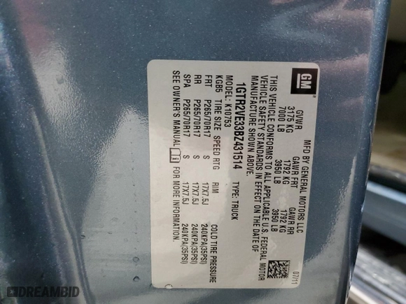 2011 GMC Sierra 1500 SLE with VIN 1GTR2VE33BZ431514, listed as a Copart auction lot 52007065 with 155,285 mi miles and Salvage Title. Bid and sale history available at carsss.com. Image 13.