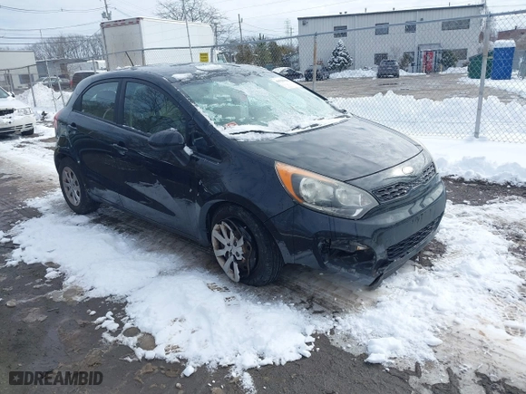 2013 Kia Rio LX with VIN KNADM5A37D6194117, listed as a IAAI auction lot 41522784 with 125,325 mi miles. Bid and sale history available at carsss.com. Image 1.