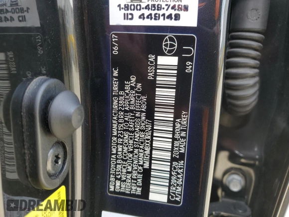 2018 Toyota C-HR XLE z VIN NMTKHMBXXJR024077, wystawiony jako Copart lot #53398025 z przebiegiem 97 079 mil mil oraz Szkoda całkowita • Salvage title. Historia ofert i sprzedaży dostępna na DreamBid. Obrazek 13.